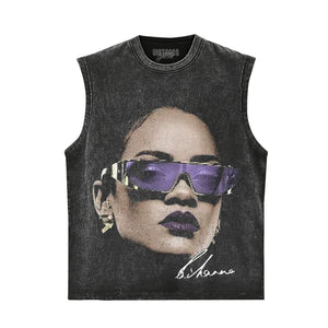 RIHANNA BIG HEAD TANK TOP & TEE & LONG SLEEVE & LAYERED LS & HOODIE