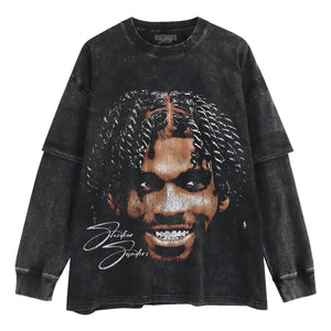 SHEDEUR SANDERS BIG FACE GRUNGE TANK TOP & TEE & LONG SLEEVE & LAYERED LS & HOODIE