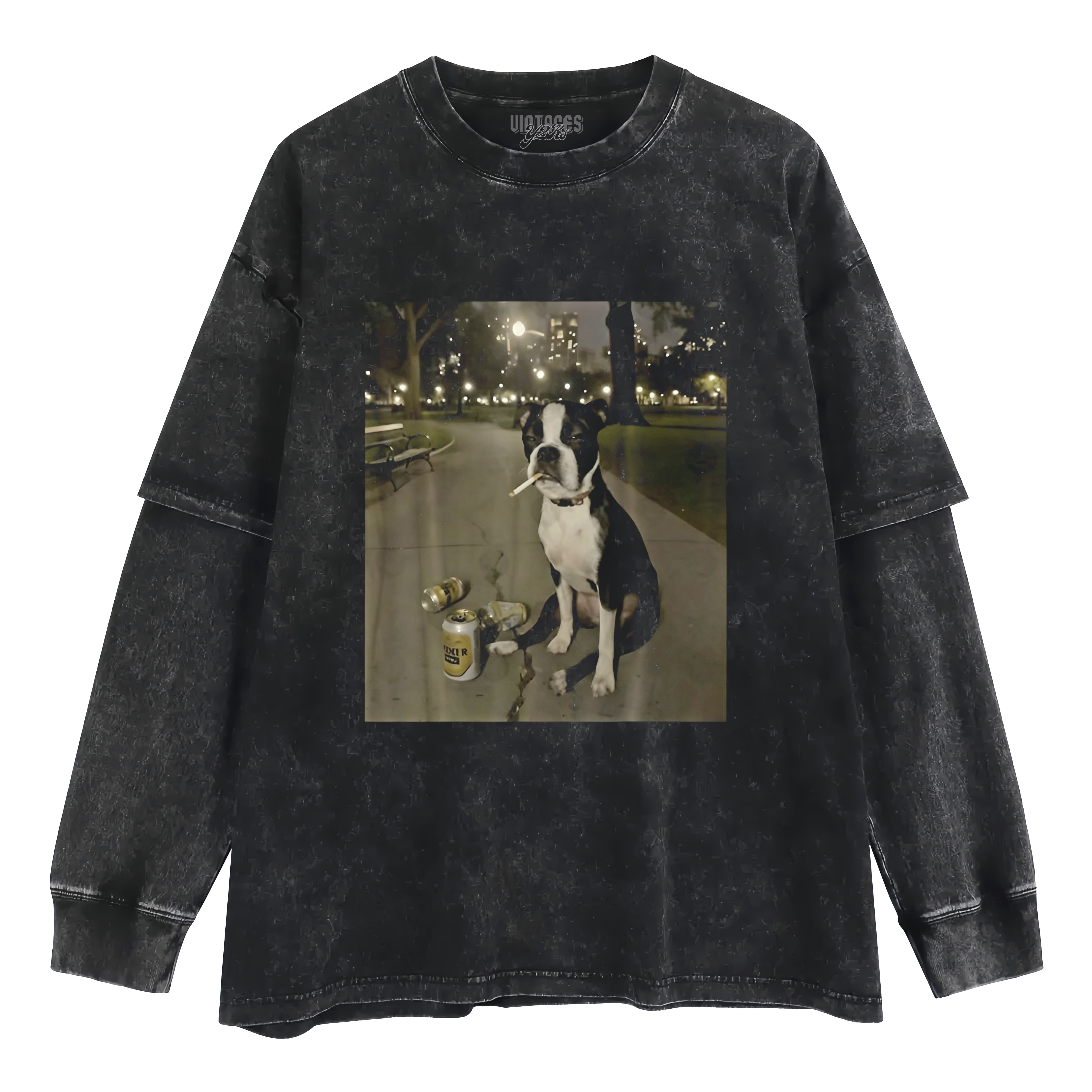 SMOKING DOG CIGARETTE GEN Z DOG TANK TOP & TEE & LONG SLEEVE & LAYERED LS & HOODIE