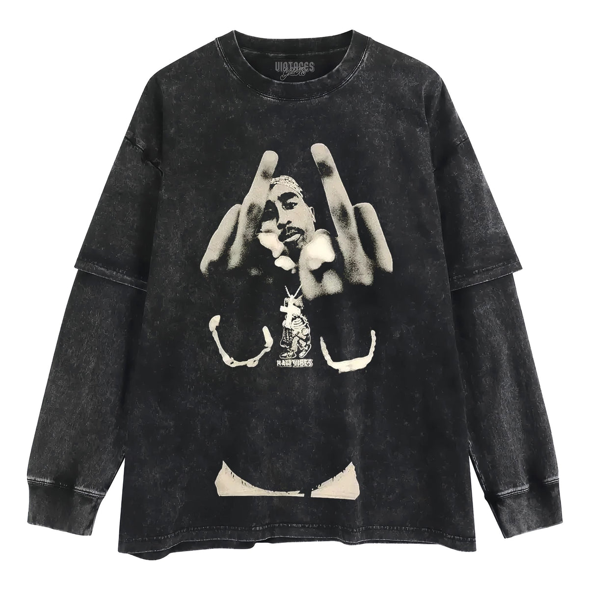 TUPAC MIDDLE FINGERS TANK TOP & TEE & LONG SLEEVE & LAYERED LS & HOODIE