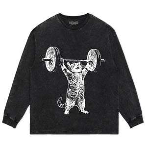 WEIGHT LIFTING GYM CAT TANK TOP & TEE & LONG SLEEVE & LAYERED LS & HOODIE