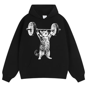 WEIGHT LIFTING GYM CAT TANK TOP & TEE & LONG SLEEVE & LAYERED LS & HOODIE